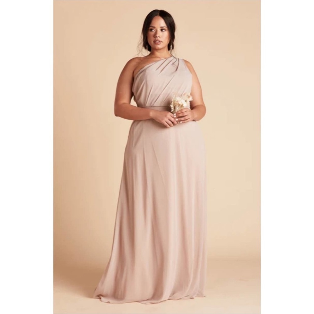 ✨ NEW Birdy Grey chiffon kira dress in taupe one shoulder maxi